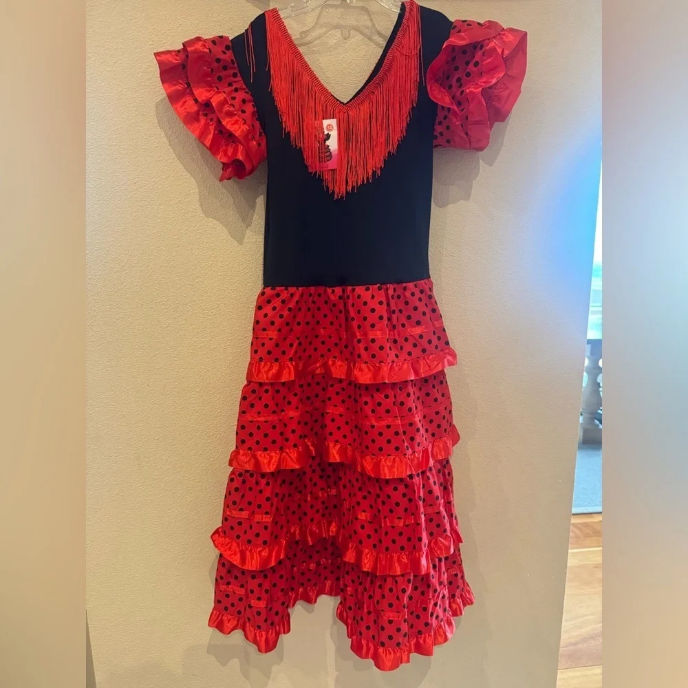 Red Black Polka Dot Flamenco Dress Costume